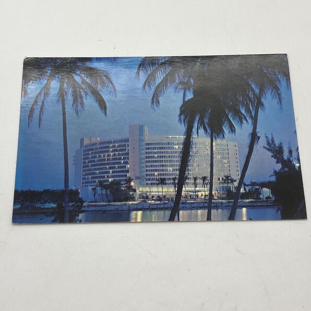 Vintage Fontainebleau Miami FL Postcard Hotel Resort Unposted 1960s Aerial View